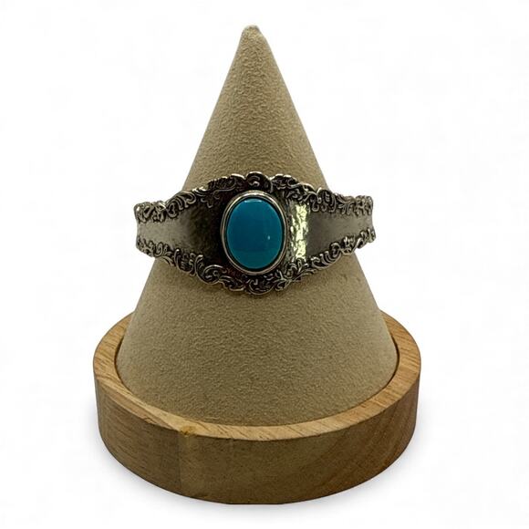 Paz Creations .925 Israel Sterling Silver Turquoise Cuff Bracelet Size 7 - Picture 3 of 6